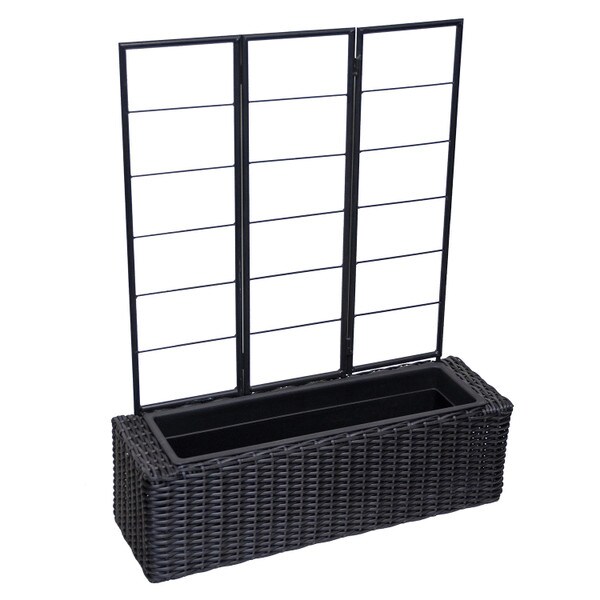 Wicker Planter with Trellis, black